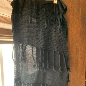 Pure DKNY, Infinity Scarf w/Fringe, Black, O/S